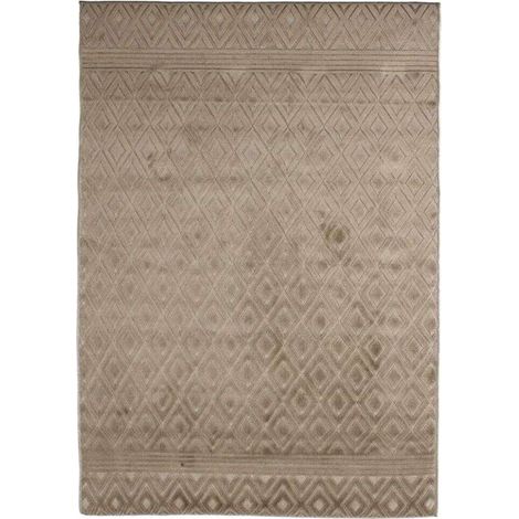 Tapis salon losanges beige 133x180 cm – 100% polypropylène – Fait à la machine – Entretien facile aspirateur ou chiffon humide – Thedecofactory