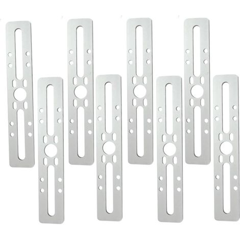 6 Pcs Argent, 200x35x4mm Plaques Perforées, Equerre Metal Perforées, Plaque Perforée, Platine Plaques d'Assemblage Perforée Plates, Connecteur de Réparation de Bois avec 8 Trous Fente (1/3)