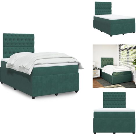 Sommier à lattes de lit et matelas Vert foncé 120x200cm Velours - Sommier À Lattes De Lit - Sommiers À Lattes De Lit - Lit - Meuble De Chambre À Coucher (1/5)