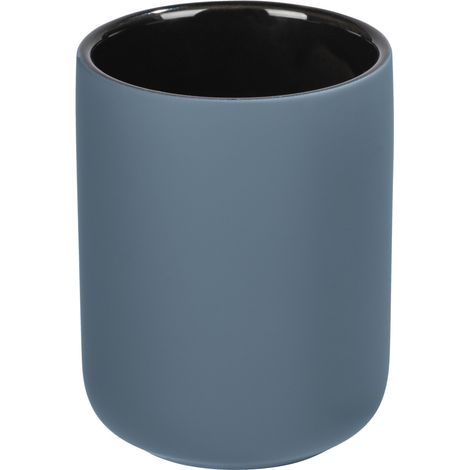 WENKO Zahnputzbecher Avellino Blau Keramik, Zahnbürstenhalter, Blau, Keramik blau  schwarz