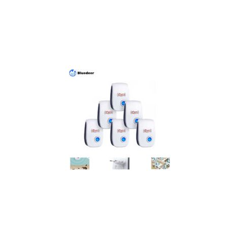 Bluedeer – Set de 6 repelentes ultrasónicos – Repele ratones, ratas, cucarachas, hormigas y arañas – Tecnología ultrasónica para uso en interiores – Crezuo