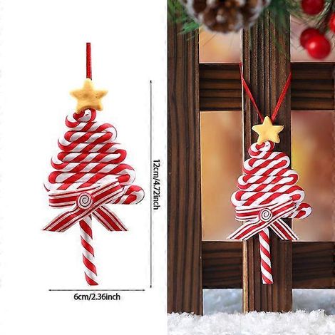 1 boule de Noël suspendue, rouge et blanche, en forme de canne à sucre, pour la maison, les fêtes et le sapin de Noël. Décorations pour Noël et le Nouvel An. (1/5)
