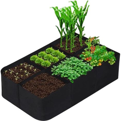 Sac de culture en tissu pour légumes, fleurs, herbes – Récipient de plantation non tissé avec excellent drainage, lit de jardin surélevé réutilisable – 120 x 60 x 30 cm, noir six (1/5)