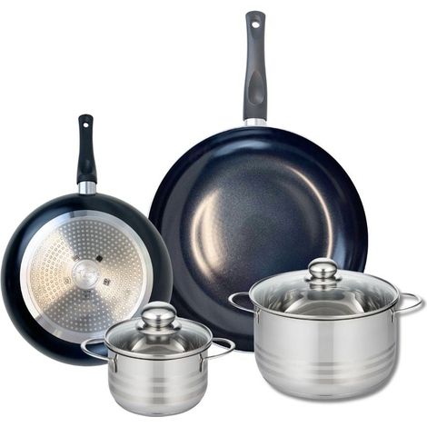 Ensemble de 2 Poêles de cuisson 24 et 32 cm et 2 faitouts 14 et 20 cm Elo Prima Brillant (1/5)