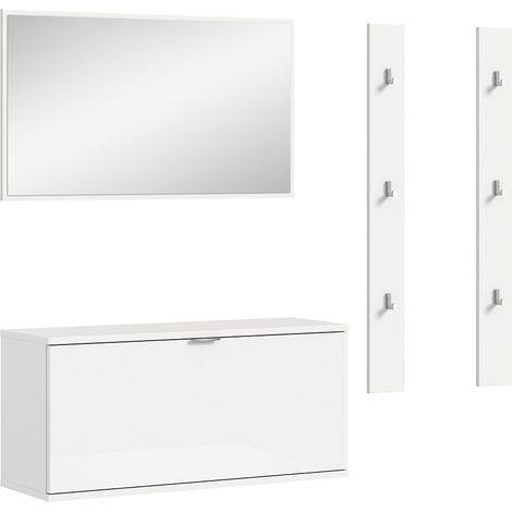ProjektX Garderobenmöbel Set 3 Teile weiß Hochglanz.