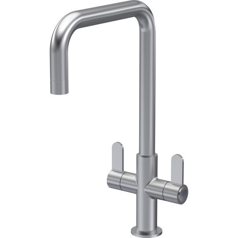 Nuie Kosi Mono Kitchen Sink Mixer Tap Dual Lever Handle - Brushed Nickel