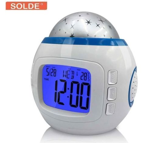 Réveil musical électronique à projection pour enfants, lampe de nuit avec affichage LED (1/4)