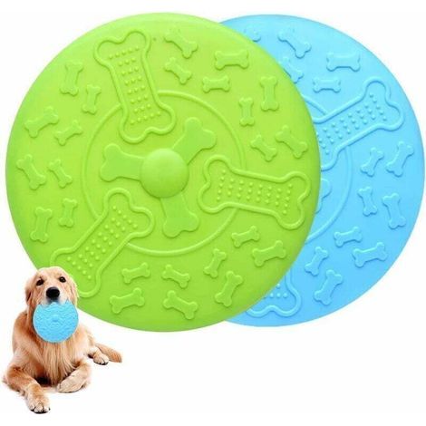 Discos voladores de goma blanda para perros - 2 piezas de Ø18,5 cm, azul y verde, ideales para juegos y ejercicio al aire libre. (1/5)