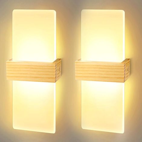 2 Pièces 12W LED Applique Murale Intérieure 3000K Blanc Chaud Acrylique Lampe Murale 28cm Applique Murale de Couloir Haut et Bas éclairage Intérieur pour Chambre à coucher, Couloir, Salon, Escaliers (1/5)