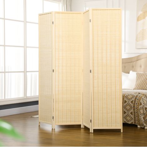 Paravent 4 panneaux 180 x 180 cm en bambou, pliable, naturel DESVIAE (1/5)