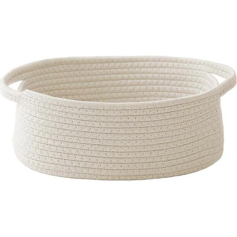 Panier tressé, petit panier de rangement en corde avec poignées, organisateur pour étagères et placards, panier vide pour livres, jouets pour chien (1/5)