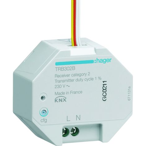 HAGER  MODULE 2 ENTRÉES VIA RADIO QUICKLINK À ENCASTRER 230 V TRB302B