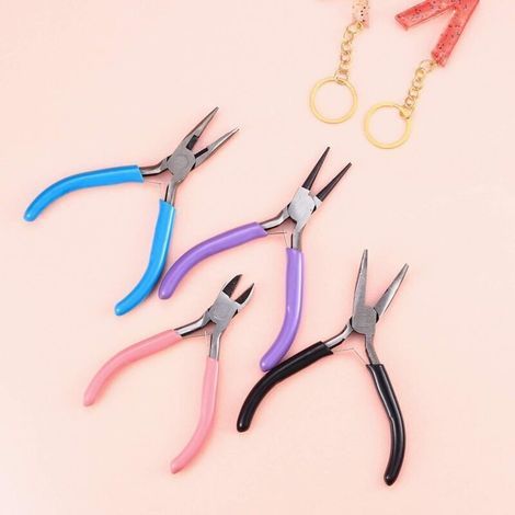 4 Pinces à Bijoux-Pince Trousse Outils de Fabrication de Bijoux-Pinces à Becs Aiguilles-Pinces à Bec Long-Pinces à Becs de Chaîne-Coupe-fil (1/2)