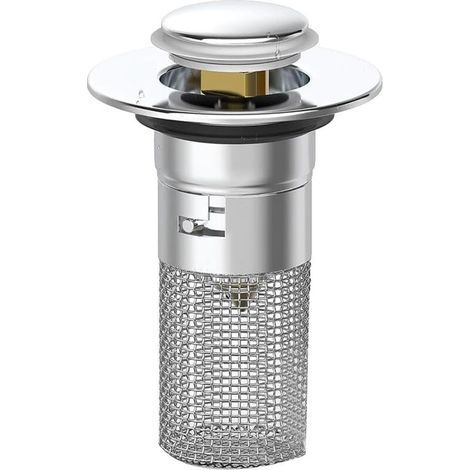 Bathroom sink drain with removable strainer basket - Anti-clogging bathtub (1/3)