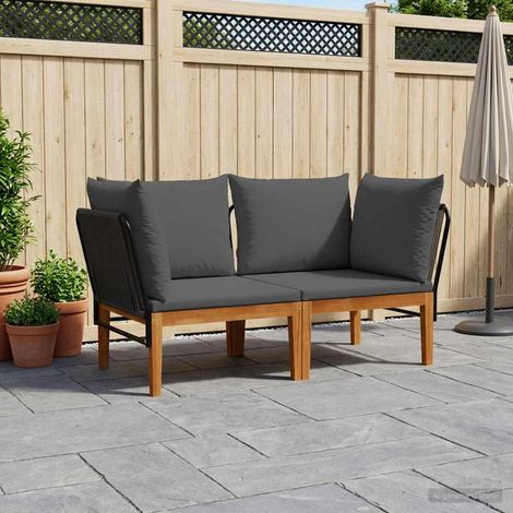 vidaXL 2 pc Bois d'acacia massif et corde Naturel (1/5)