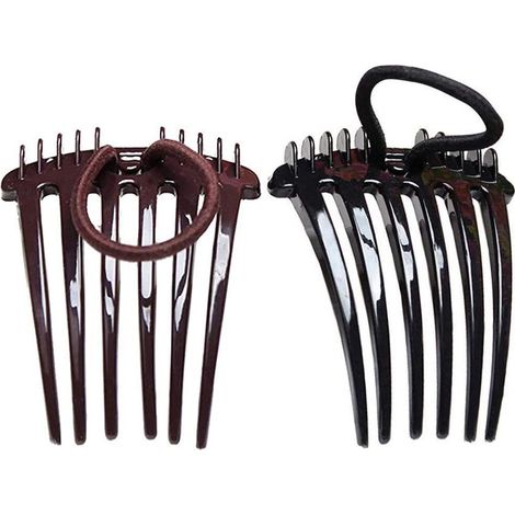 2 peignes latéraux pour cheveux fins, couleur café noir, légers et polyvalents pour femmes (1/5)