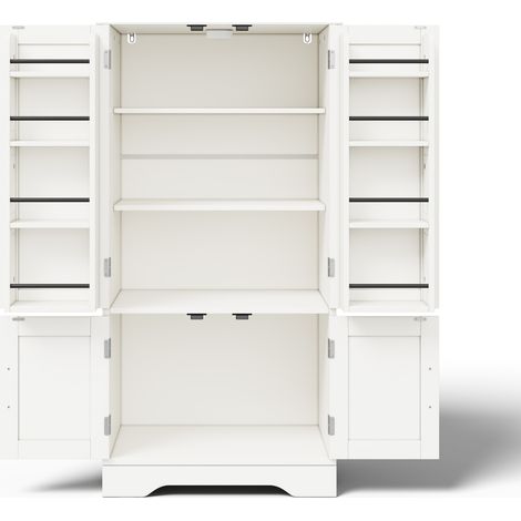 Weiße Küchenanrichte 120 x 60 x 40 cm aus MDF mit LED-Sensor, Hochschrank mit 4 Türen (1/5)