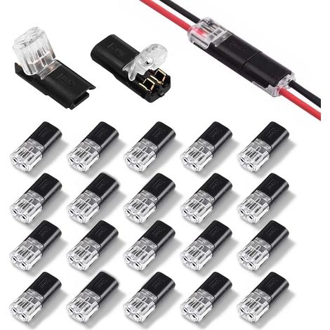 Lot de 20 Connecteur de câble de Voiture étanche 2 Broches, connecteur étanche 2 Fils, 12v pour câble 18-22 AWG, raccord électrique étanche 2 Fils (1/5)