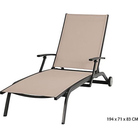 Bain de soleil inclinable avec accoudoirs - Taupe