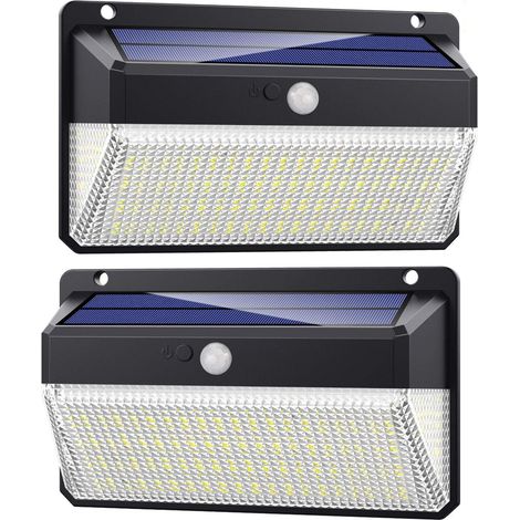 Lampe Solaire Extérieur 228 LED, [2Pack-2000Lumiere-2200mah] Détecteur de Mouvement éclairage Solaire Puissante étanche Sans Fil Spot Solaire Extérieur Lumière Sécurité pour Cour Jardin (1/5)