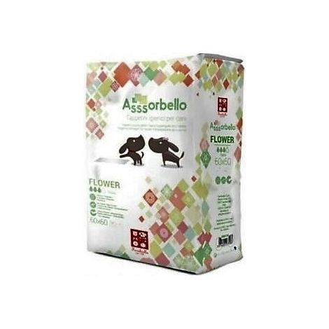 Multipack 4 confezioni assorbello tappetini igienici flower per cani 60x60