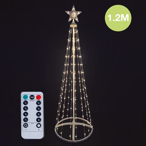 Arbre LED Isoka 1,2M 8 fonctions avec télécommande Lumière chaude IP44 (1/3)