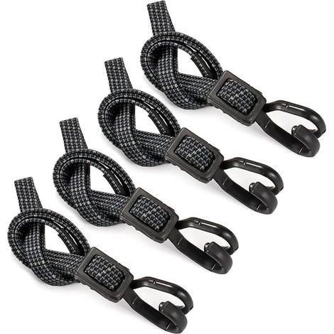 Lot de 4 tendeurs élastiques avec crochets, sangles élastiques réglables de 100 cm, tendeur plat et fixation de transport (1/5)