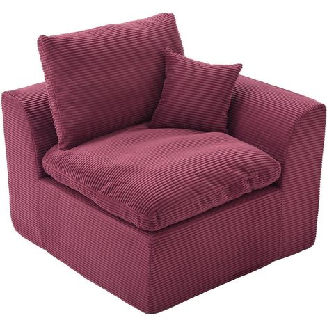 Einzelsitzer Sofa Cordstoff Weinrot, kombinierbar zum Zweisitzer, ohne Montage (1/5)