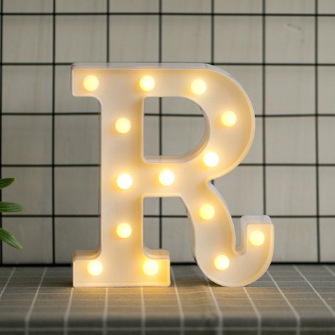 Lettres de l’alphabet à LED avec lumière blanche chaude pour décoration d’intérieur, fête, bar, mariage ou festival（R）,AAFGVC (1/5)