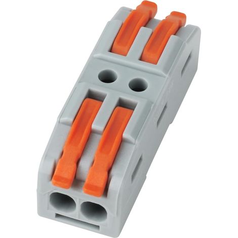 50 Pcs 2 Way Lever-In Line Terminals - Quick Electrical Connectors for Extending and Repairing Cables, Universal Junction Terminals (0.08-4mm²), Grey/Orange (1/5)