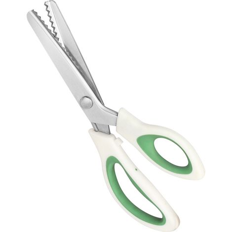 Poignée Souple pour droitiers et gauchers Ciseaux cranteurs Couture, Ciseaux à denteler, ciseau Couture Couleur verte et blanche (1/4)