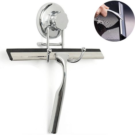 Raclette de douche et de fenêtre en acier inoxydable avec lame remplaçable pour le nettoyage des vitres de salle de bain et des miroirs.