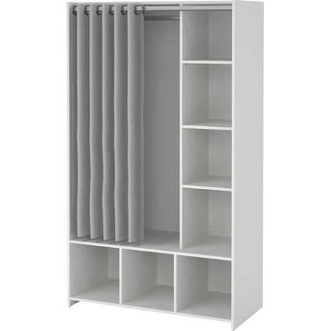 Kit Kleiderschrank mit Vorhang hellgrau. (1/5)