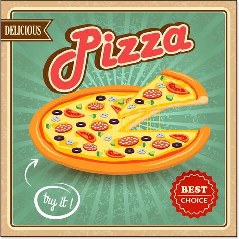 Lupia - Quadro moderno Canvas World DELICIOUS PIZZA 30x30 cm, Stampa su Tela, Telaio in Fibra di Legno, Stampa Stile Vintage, Decorazione Cucina Sala da Pranzo bar hotel ristorante pizzeria, Retrò (1/4)