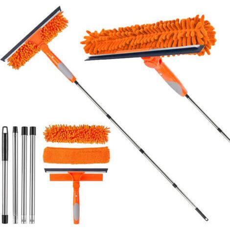 Balai pour Hauts plafonds - Kit de Nettoyage Extra Long avec Toile d'araignée et raclette pour Toit, Ventilateur de Plafond, Meubles, vitres extérieures, Maison