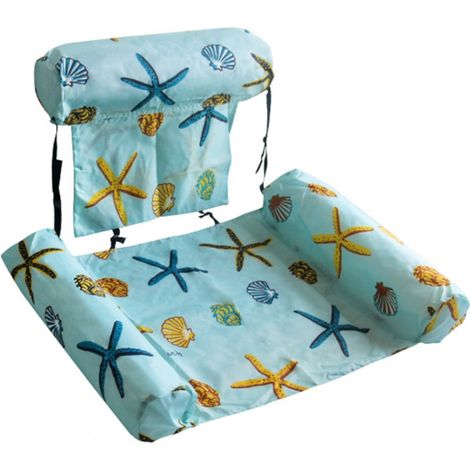 Fauteuil gonflable de piscine avec housse en tissu à motif d'étoiles de mer, en PVC avec hamac à trois tubes en filet pour adultes (1/4)