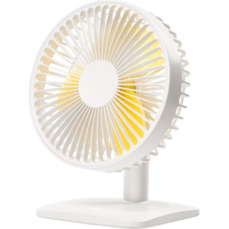Ventilateur de bureau USB, puissant, silencieux, 3 vitesses, portable et compact, idéal pour la maison et le bureau (blanc). (1/4)