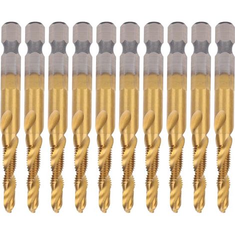 10 forets taraudeurs HSS 6.1 à queue carrée hexagonale, revêtement titane, composite M5, outils à main (1/5)