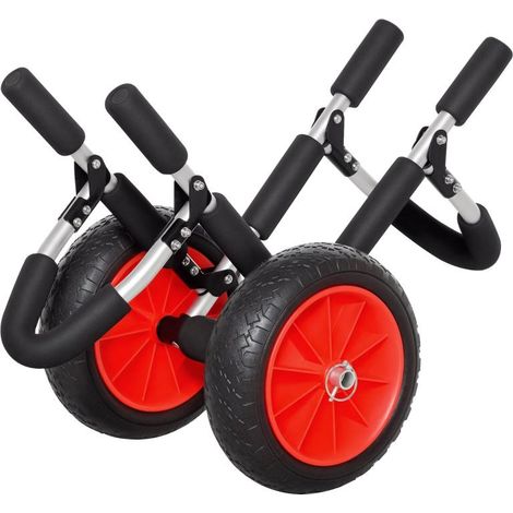 Chariot de surf pliable en aluminium (jusqu'à 45 kg), rembourré, pneus en similicuir. Pour kayak, planches de surf, bateaux gonflables.