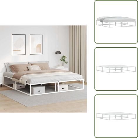 Bettgestell ohne Matratze Weiß 180x200 cm Metall - Bettgestell - Bettgestelle - Bettrahmen - Schlafzimmerbett