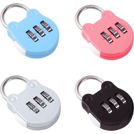 Lot de 4 cadenas à 3 chiffres pour bagages, petit cadenas pour valise, cadenas à code avion, cadenas à combinaison pour bagages d'extérieur, valise de voyage, sac, sac de sport, casier (4 couleurs)