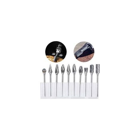 Juego de 10 fresas rotativas de carburo de tungsteno con cabezal de rectificado para herramientas rotativas Dremel, para taladrar y pulir metales.