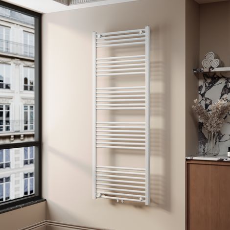 SONNI Radiadores Toalleros de Agua Radiadores Toalleros con Conexión Central Radiador Secador de Toallas de Agua Caliente Adecuado para Cuartos de Baño Blanco 160 x 60 cm