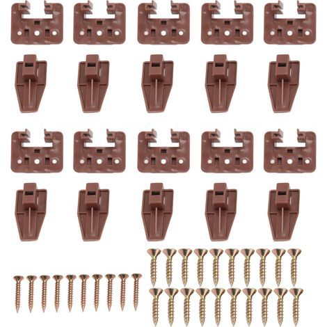 Guide de rail de tiroir et glissières de commode, pièces de rechange en plastique à montage central avec vis pour système de meubles, paquet de 10 (1/5)