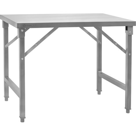 Tavolo in acciaio inox Mahlzeit 100 x 70 x 80 cm Pieghevole Tavolo da lavoro, tavolo da cucina