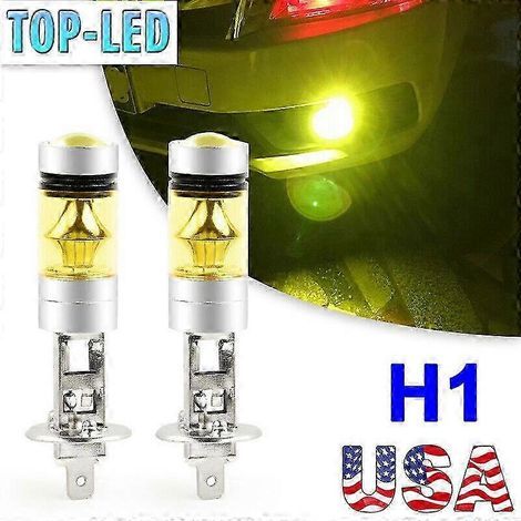 Ampoules LED H1 3000K jaunes antibrouillard/feux de jour (DRL) - Kit phares haute puissance 100 W (États-Unis) (1/5)