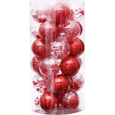 Set mit 30 dekorativen Hängekugeln (6 cm Durchmesser) für Partys, Hochzeiten, ideal zum Schmücken von Weihnachtsbäumen (rot). (1/5)