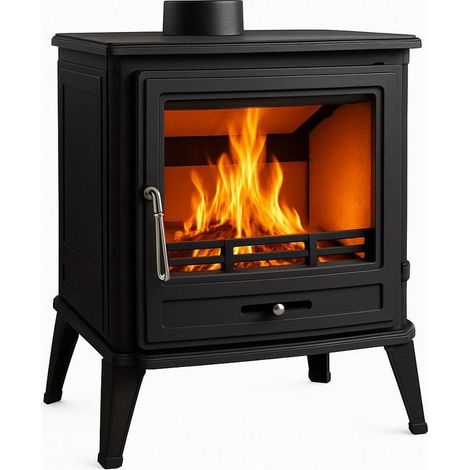 EIDER BIOMASA Poêle à bois - IRIS gris fonte - 620 x 470 x 740 mm - sortie Ø150 mm - 10 kW - 170 m³ - rendement 82 % (1/4)