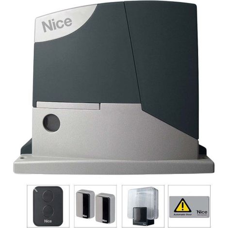 Nice – Kit de motorisation de portail coulissant RDKCE – Charge max 400 kg – Longueur vantail 6 m – Tension 24 Vdc – Centrale intégrée