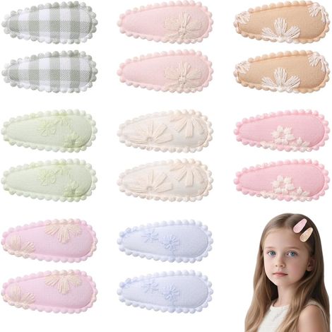 Lot de 16 Pinces Cheveux Bébé Fille Fleur, Antidérapantes, 8 Styles Variés. Barrette Enfant Accessoires Mignons, Tenue Forte pour Cheveux Fins et Épais (1/5)